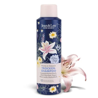 Jean & Len Trockenshampoo Frische & Volumen, kein fettiger Ansatz, keine weißen Rückstände, duftet blumig frisch nach Lilie, für feines Haar ohne Volumen, ohne Parabene & Silikone, vegan, 200 ml im Sale
